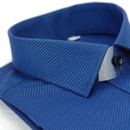 【金安德森】深藍色方格紋黑釦窄版長袖襯衫