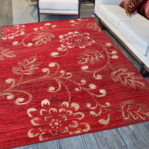 【Ambience】比利時Luna 現代地毯--紅花 (160x225cm)
