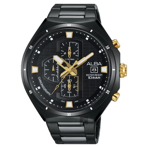 ALBA 東京聖誕限定計時腕錶-鍍黑/46mm VD57-X087SD(AM3403X1)