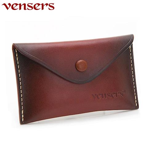 【vensers】小牛皮潮流個性皮夾~NB0001302紅棕名片夾