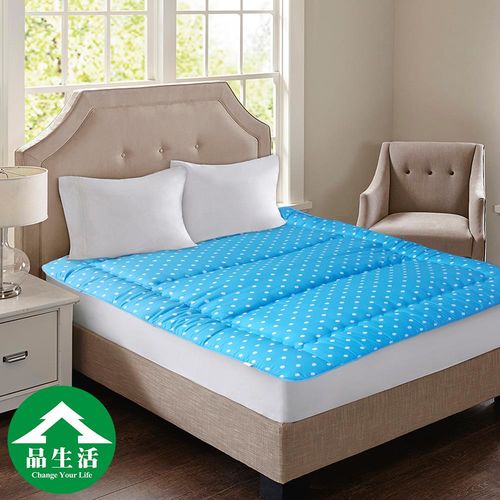【品生活】 8cm日式鋪棉三折床墊(單人加大3.5X6.2尺)-藍白點點