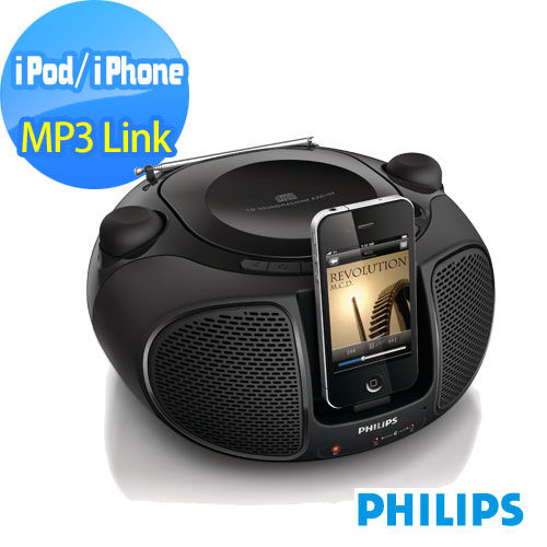【福利品】飛利浦PHILIPS iPod/ iPhone手提音響 AZD102 (黑色)