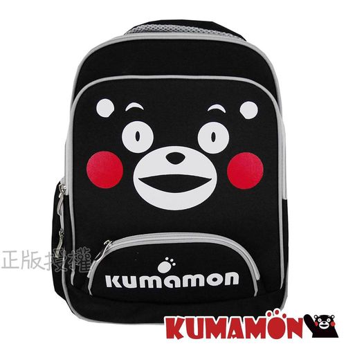 【KUMAMON熊本熊/酷MA萌】日式經典雙層護脊後背書包(黑色)
