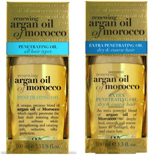 美國 Ogx Argan Oil of Morocco 摩洛哥堅果油護髮油(免沖洗)-一般+加強修護受損髮(3.3oz/100ml)*2