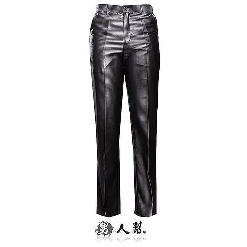 【男人幫】日系奢華銀灰條紋中低腰直筒西裝褲 (K0418)