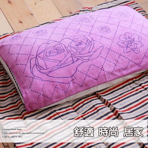壓花時尚枕巾-紫玫瑰