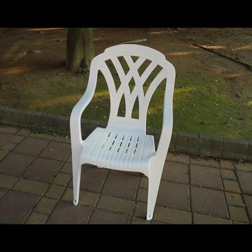 BROTHER兄弟牌歐式風情~白色塑膠格網椅(高背設計)，物美價廉庭院休閒必備!! (2入裝)