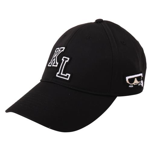 KARL LAGERFELD - 字母標誌老佛爺中性棒球帽(黑)