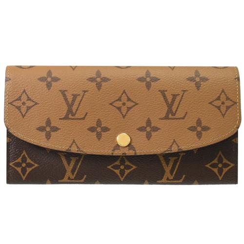 Louis Vuitton LV M82157 EMILIE 經典老花雙色信封釦式發財長夾
