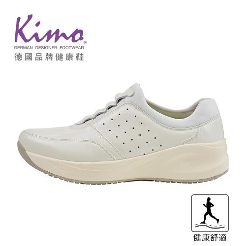 Kimo專利足弓支撐-真皮經典休閒健康鞋 女鞋 (白灰色 KBCWF160100A)
