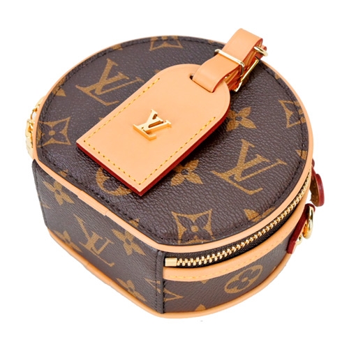 Louis Vuitton Mini Boîte Chapeau 帆布印花皮革吊牌迷你圓形斜背包