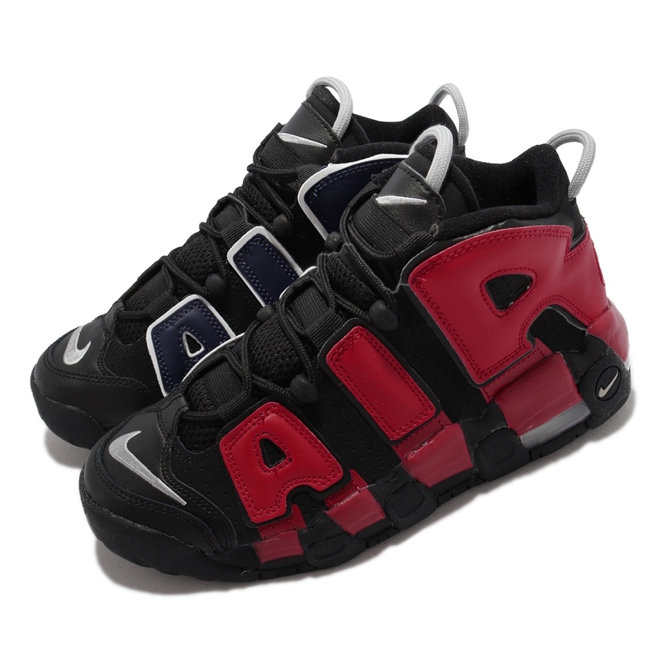 Nike 休閒鞋Air More Uptempo GS 女鞋經典款大AIR 氣墊避震大童陰陽黑