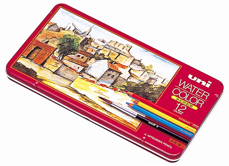 日本UNI三菱WATER COLOR美術水彩色鉛筆UWC12C水性鉛筆(12色水溶性含2種