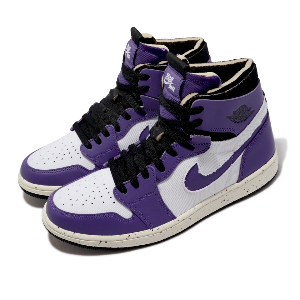 Nike 喬丹鞋Air Jordan 1 Zoom Air CMFT 男鞋紫潑墨底高筒AJ1 CT0978