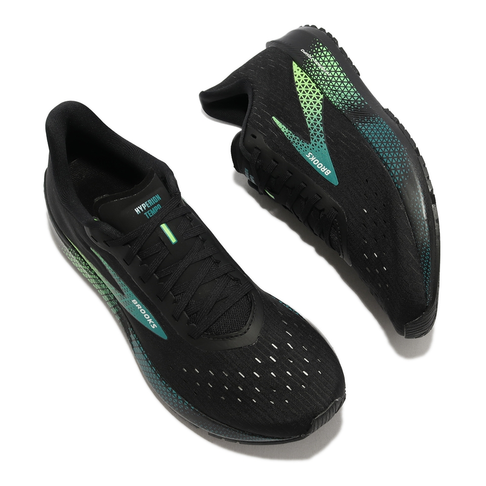 Brooks 慢跑鞋Hyperion Tempo 男鞋黑綠推進高足弓適合氮氣中底運動鞋