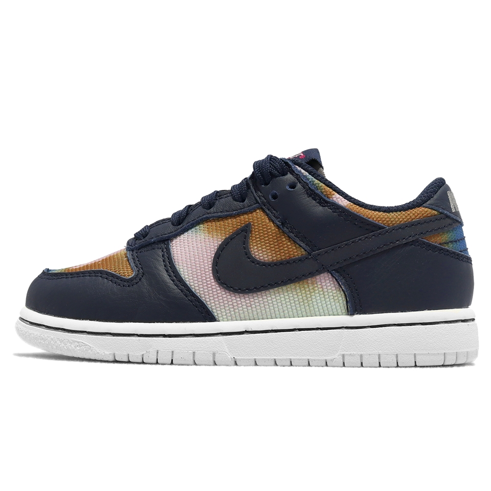 Nike 休閒鞋Dunk Low SE PS 童鞋海軍藍Graffiti 皮革渲染塗鴉經典鞋