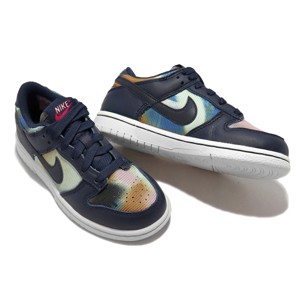 Nike 休閒鞋Dunk Low SE PS 童鞋海軍藍Graffiti 皮革渲染塗鴉經典鞋