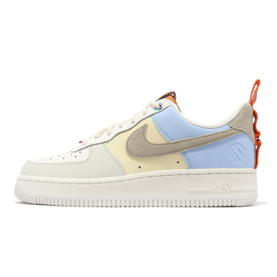 Nike 休閒鞋Wmns Air Force 1 07 LX 女鞋白奶油黃寶寶藍AF1 拼接DX6042