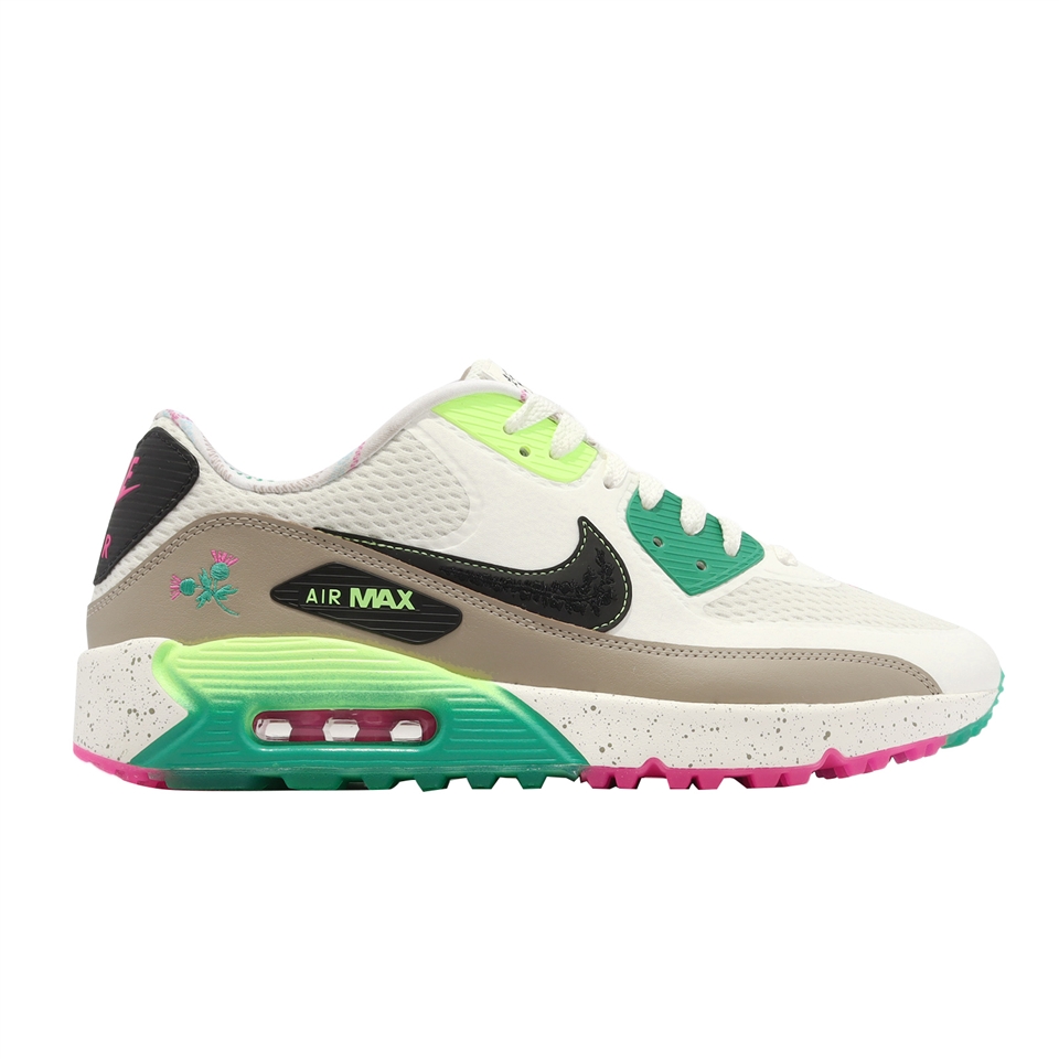 Nike 高爾夫球鞋Air Max 90 Golf NRG 男女鞋白綠桃紅花氣墊緩震運動鞋