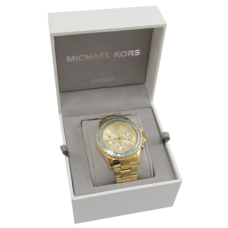 MICHAEL KORS MK7210 綠松石晶三眼大錶框時尚腕錶.金42mm|鋼帶錶|Her