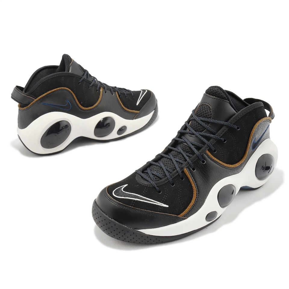 Nike 車輪鞋Air Zoom Flight 95 復古籃球鞋黑白皮革男鞋KIDD 休閒鞋