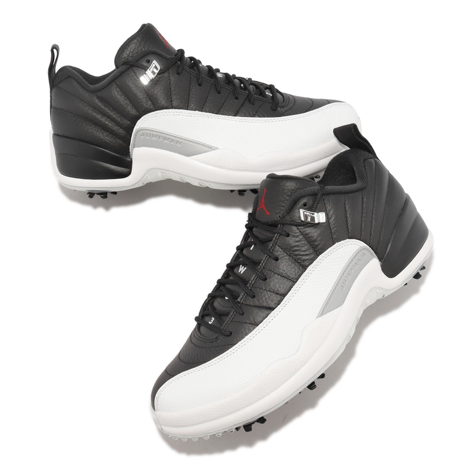 Nike 高爾夫球鞋Air Jordan XII Low 男鞋黑白高球Playoffs 12代AJ
