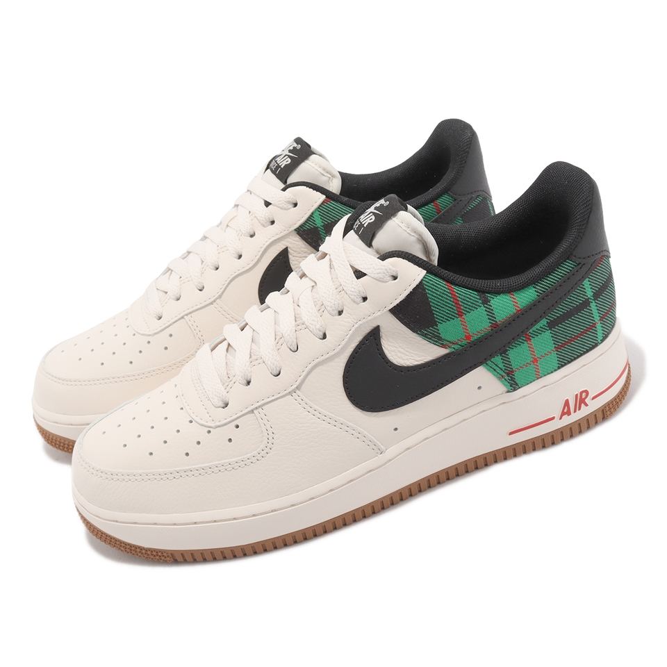 Nike Air Force 1 07 LX 男鞋米白綠黑格紋AF1 Plaid 英倫風聖誕配色