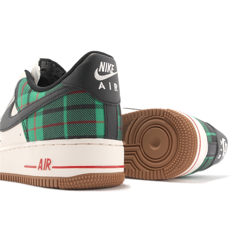 Nike Air Force 1 07 LX 男鞋米白綠黑格紋AF1 Plaid 英倫風聖誕配色