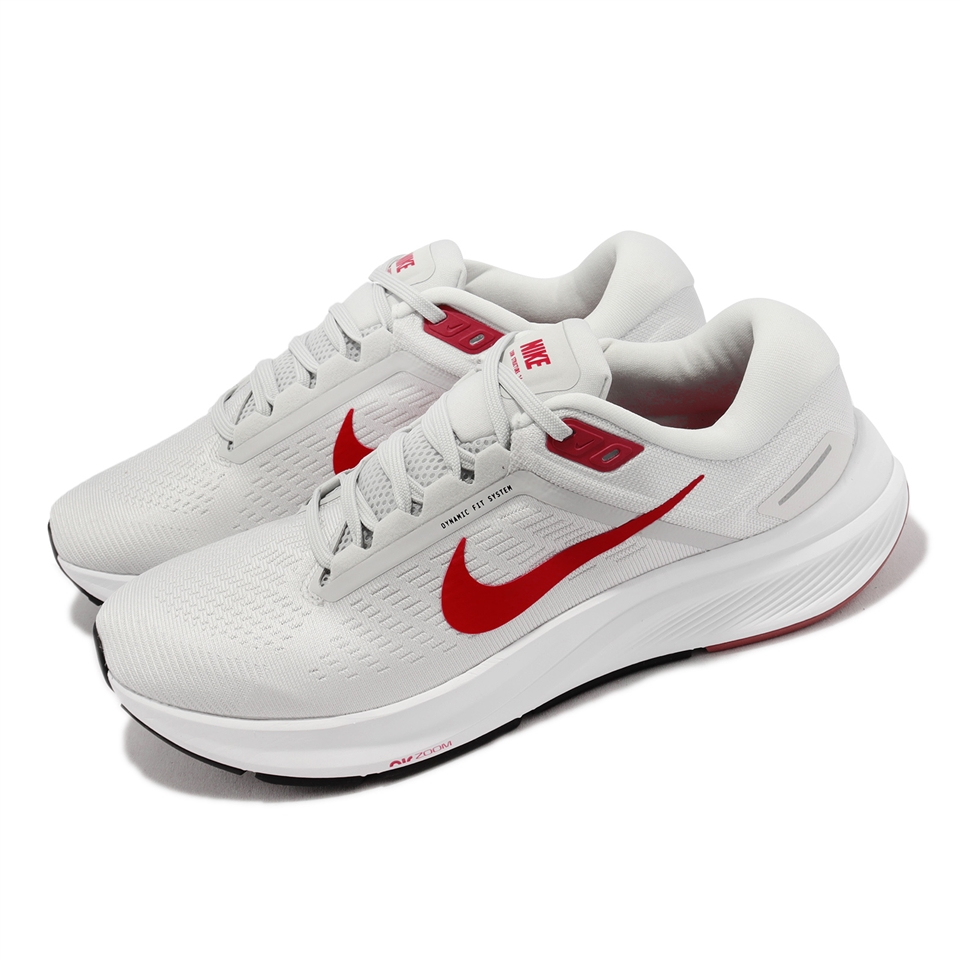 Nike 慢跑鞋Air Zoom Structure 24 男鞋灰白紅基本款運動鞋DA8535-010