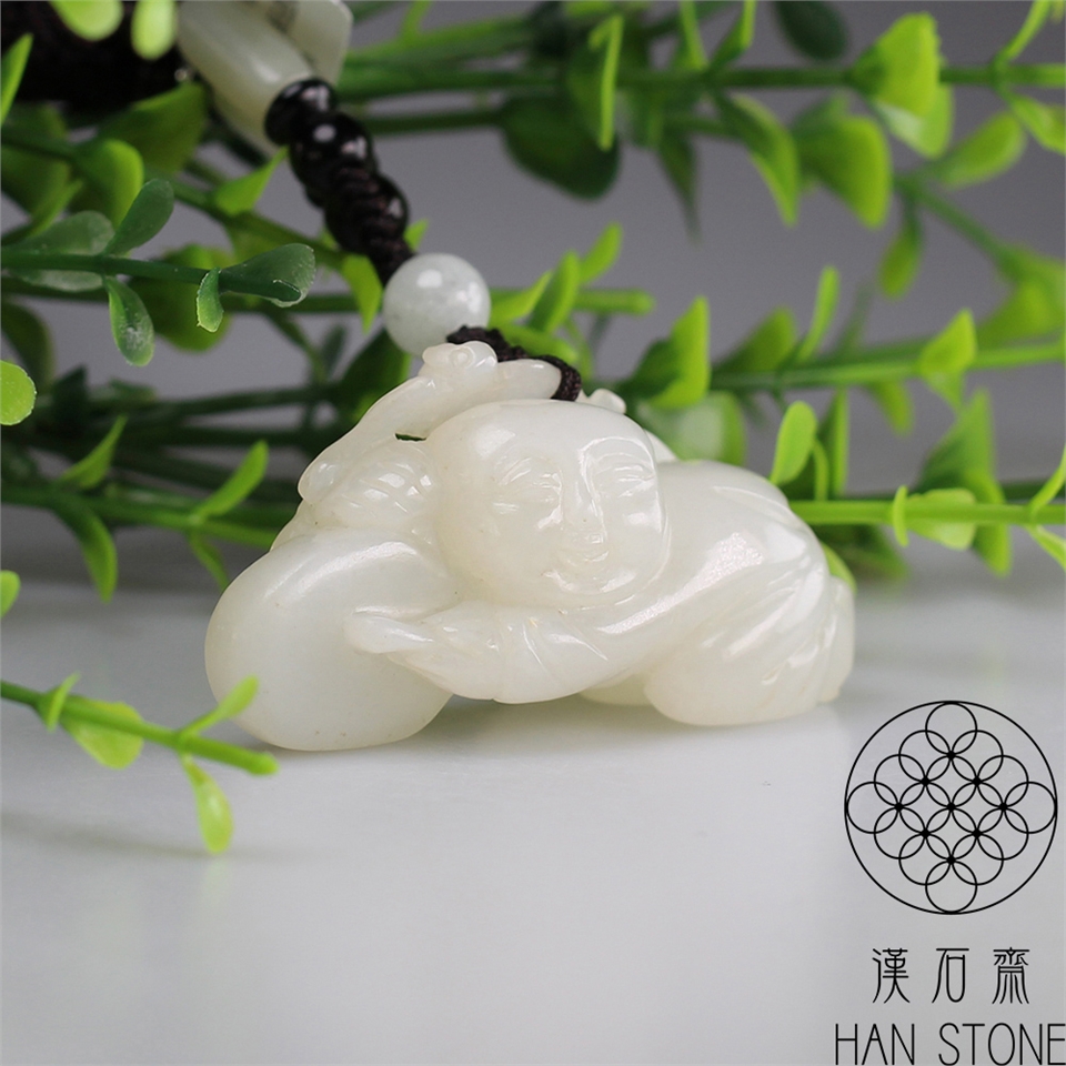 漢石齋】天然A貨和田羊脂白玉招財童子玉佩吊墜(49*23*20mm)|其他 漢石齋】天然A貨和田羊脂白玉招財童子玉佩吊墜(49*23*20mm)|其他