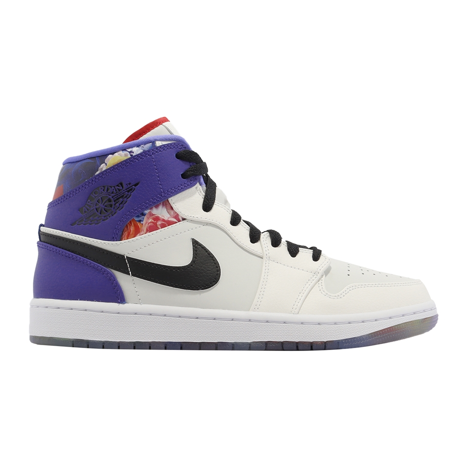 Nike 休閒鞋Air Jordan 1 Mid SE 白紫彩色花卉情人節男鞋AJ1 FD4330