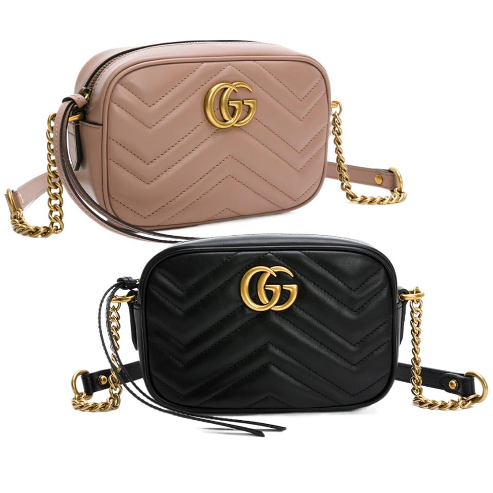 今日限定↘【GUCCI 古馳】Marmont MINI 仿舊雙G金色LOGO 山形紋拉鍊斜