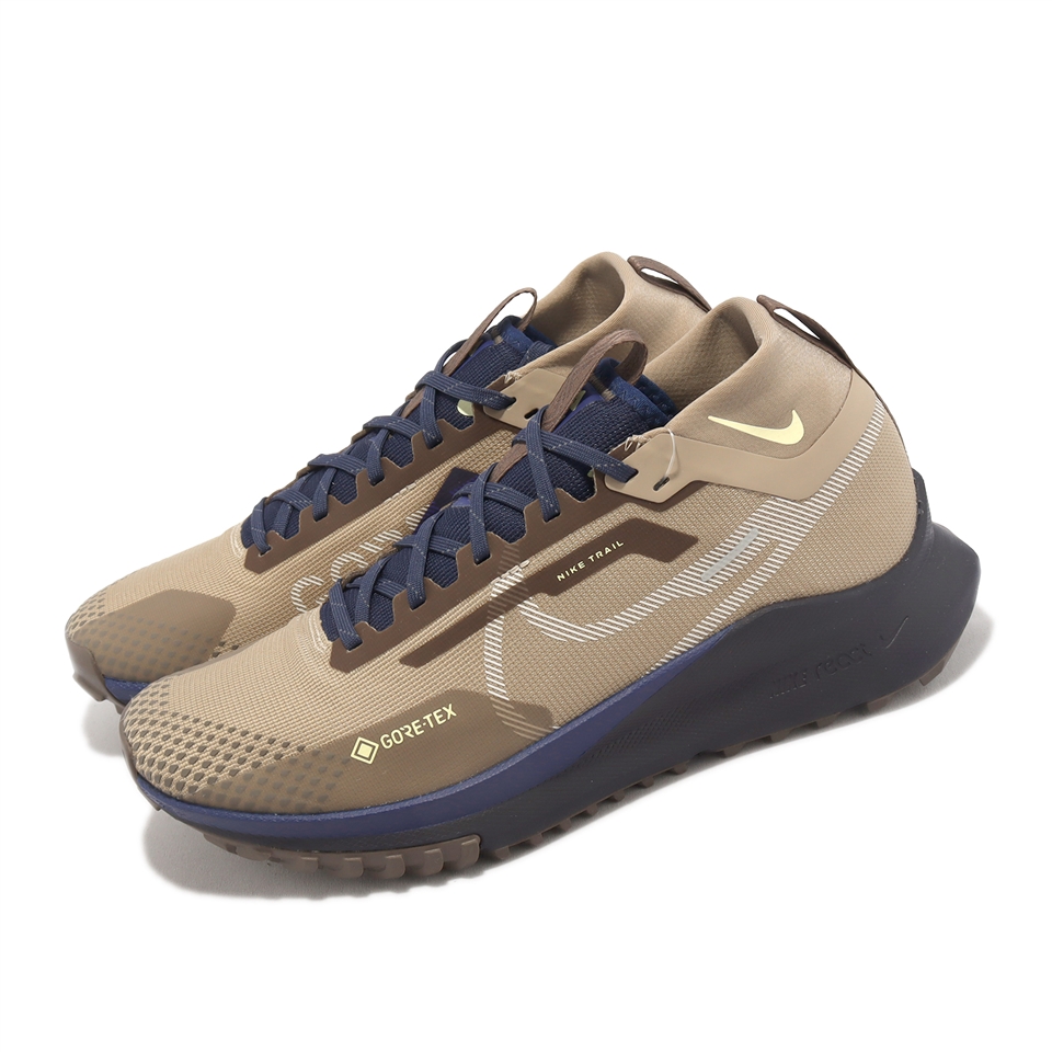 Nike 越野跑鞋React PEG Trail 4 GTX SU 男鞋防水棕深藍反光襪套運動鞋