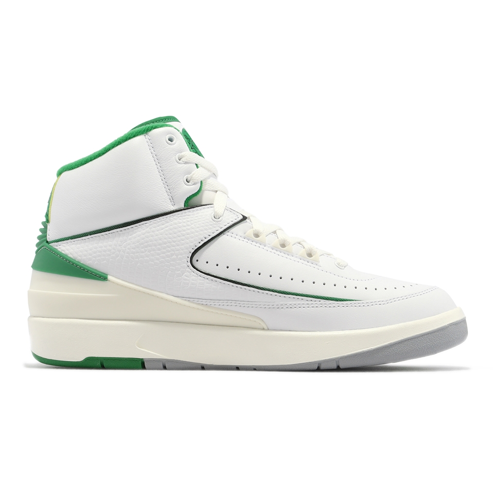 Nike 休閒鞋Air Jordan 2 Retro 男鞋白幸運綠AJ2 皮革經典款高筒DR8884