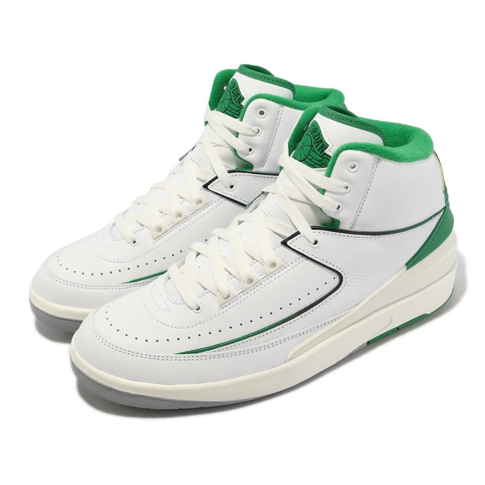 Nike 休閒鞋Air Jordan 2 Retro 男鞋白幸運綠AJ2 皮革經典款高筒DR8884