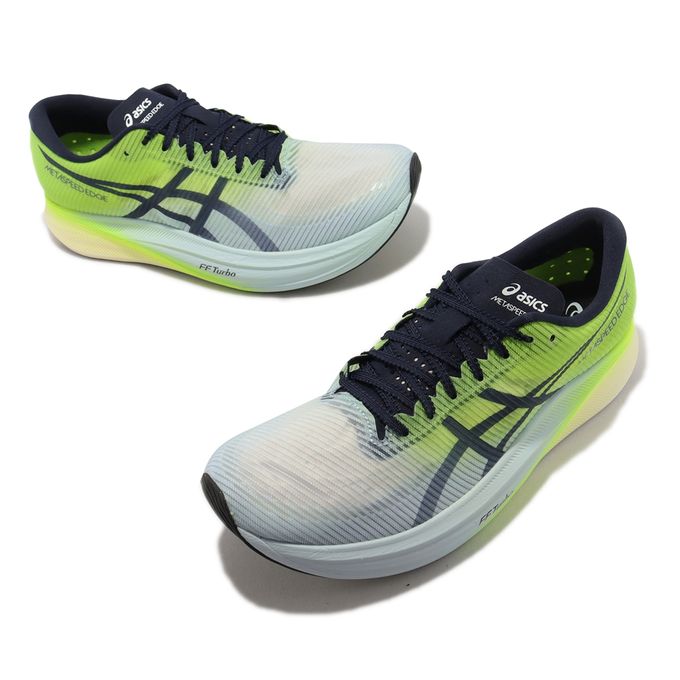 Asics 競速跑鞋Metaspeed Edge+ 亞瑟士男鞋藍綠碳板透氣包覆步頻型運動