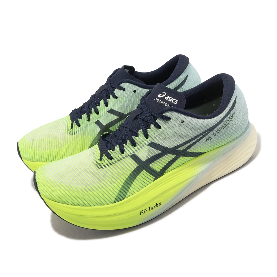 Asics 競速跑鞋Metaspeed Sky+ 亞瑟士男鞋藍綠碳板透氣厚底回彈步幅型