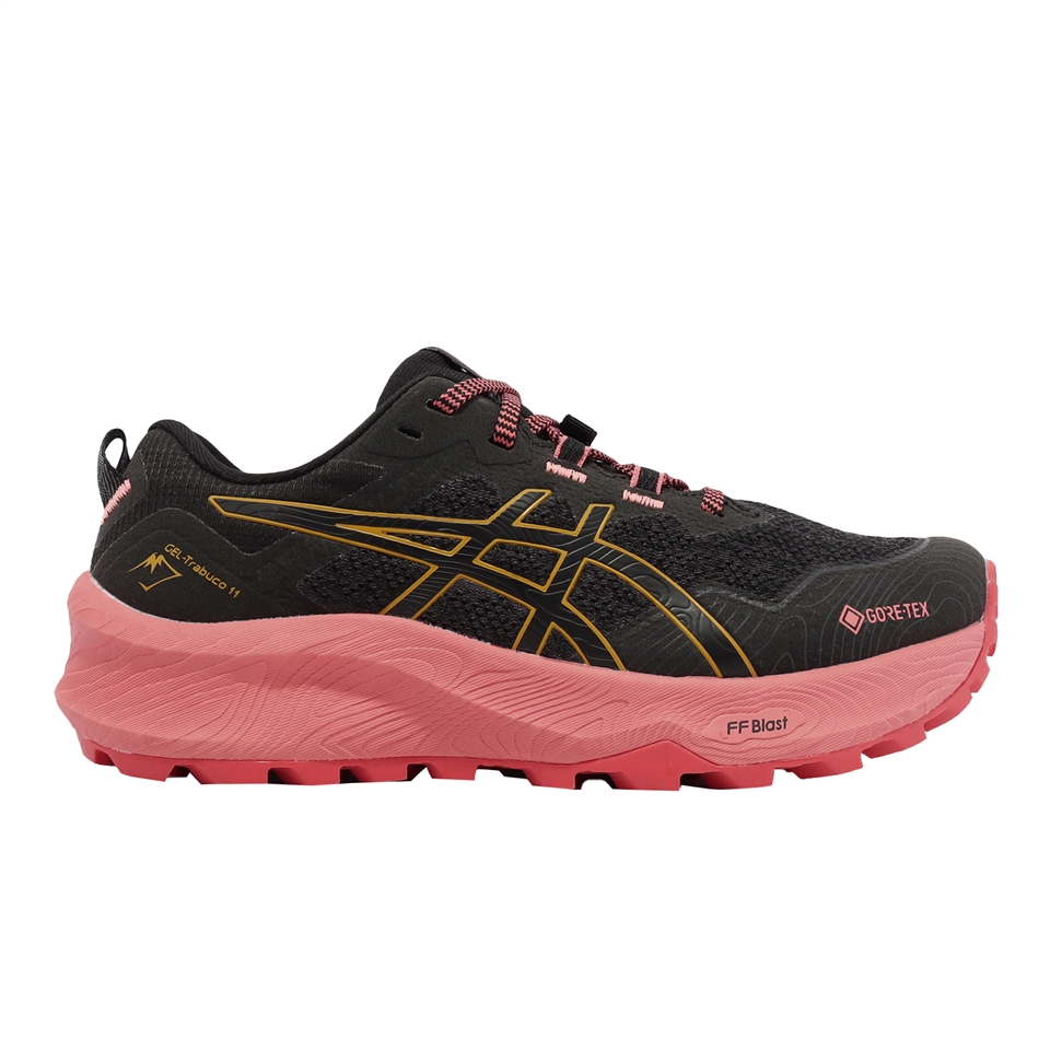 Asics 越野跑鞋GEL-Trabuco 11 GTX 女鞋黑粉紅防水緩震亞瑟膠戶外亞瑟