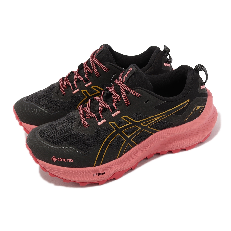 Asics 越野跑鞋GEL-Trabuco 11 GTX 女鞋黑粉紅防水緩震亞瑟膠戶外亞瑟