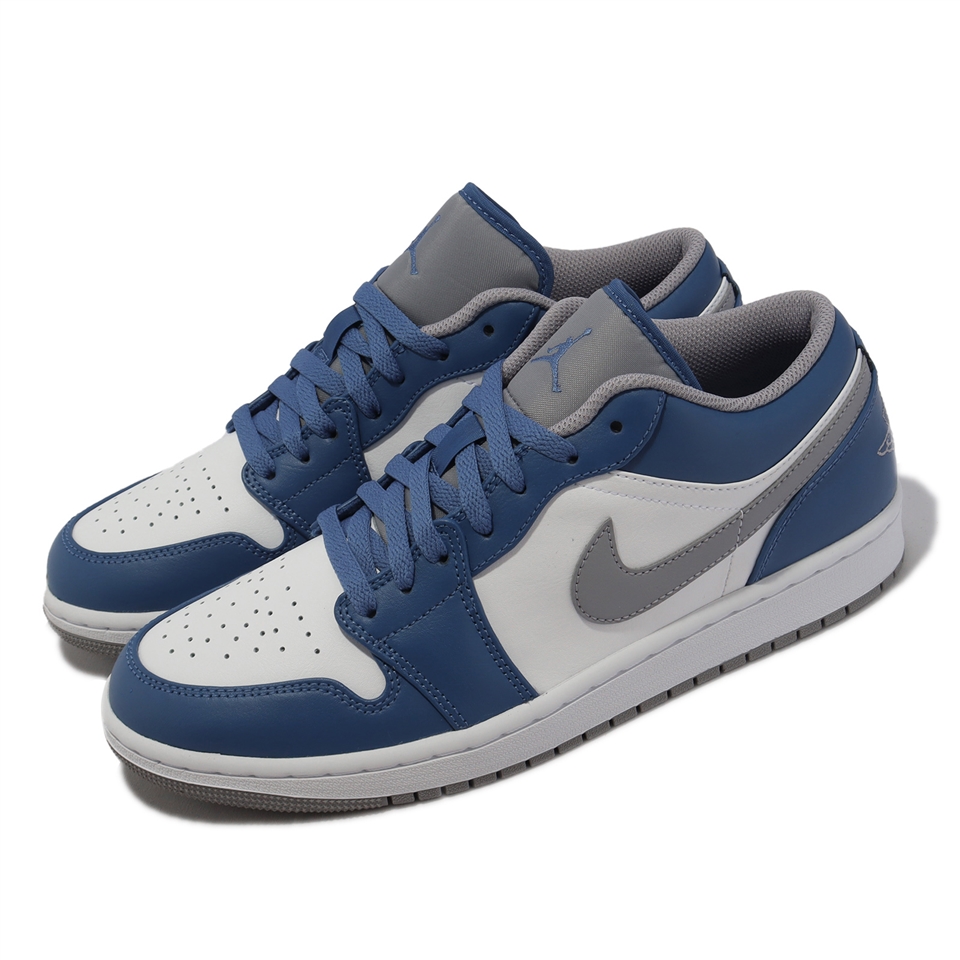 Nike Air Jordan 1 Low True Blue 男鞋藍灰白AJ1 休閒鞋喬丹553558-412