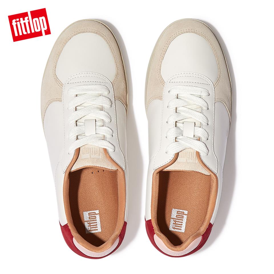 FitFlop】RALLY LEATHER/SUEDE PANEL SNEAKERS復古繫帶休閒鞋-女(都會