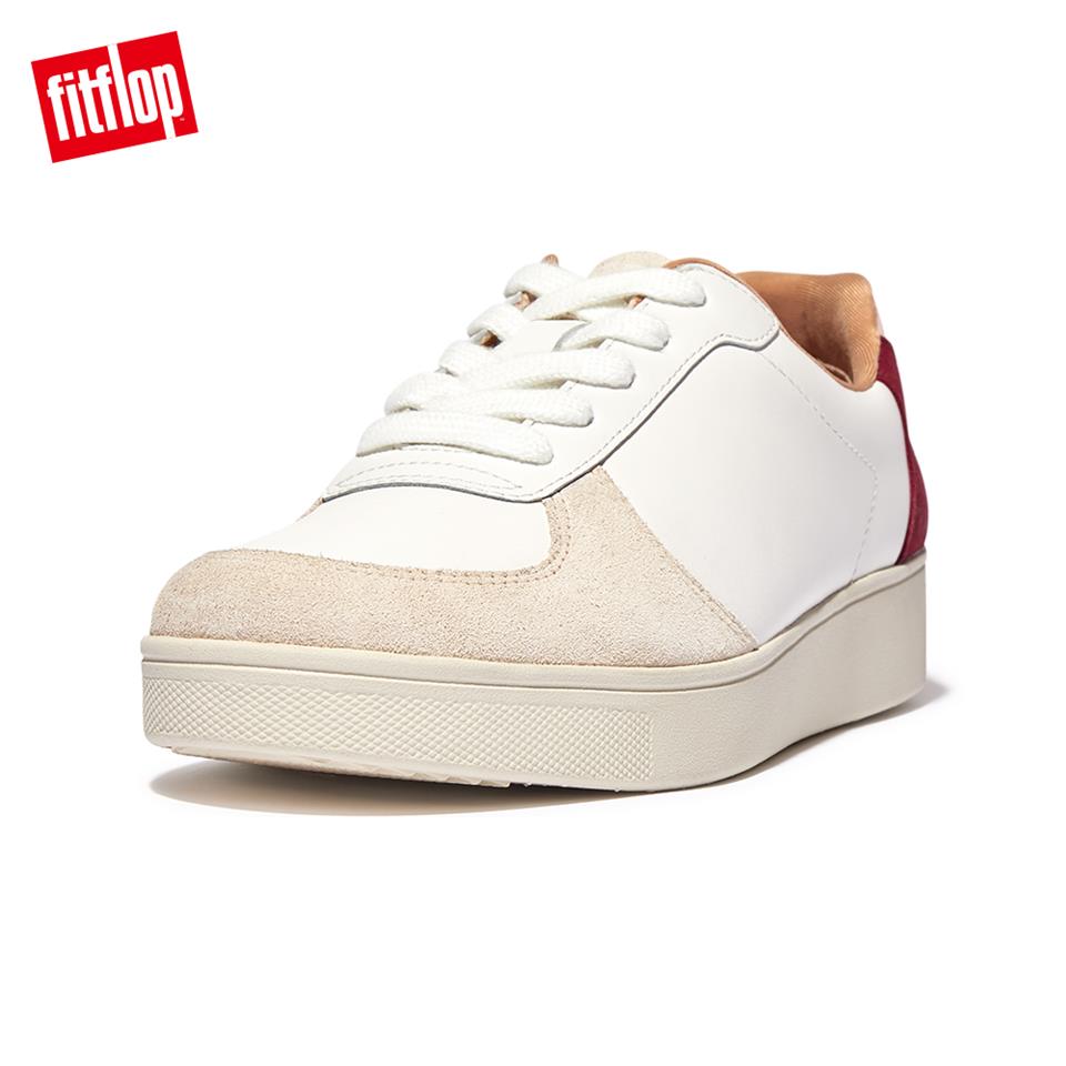 FitFlop】RALLY LEATHER/SUEDE PANEL SNEAKERS復古繫帶休閒鞋-女(都會