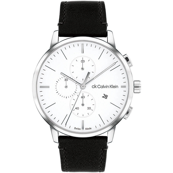 Calvin Klein 凱文克萊都會風時尚三眼計時錶/白/42mm/CK25000039|鋼帶 