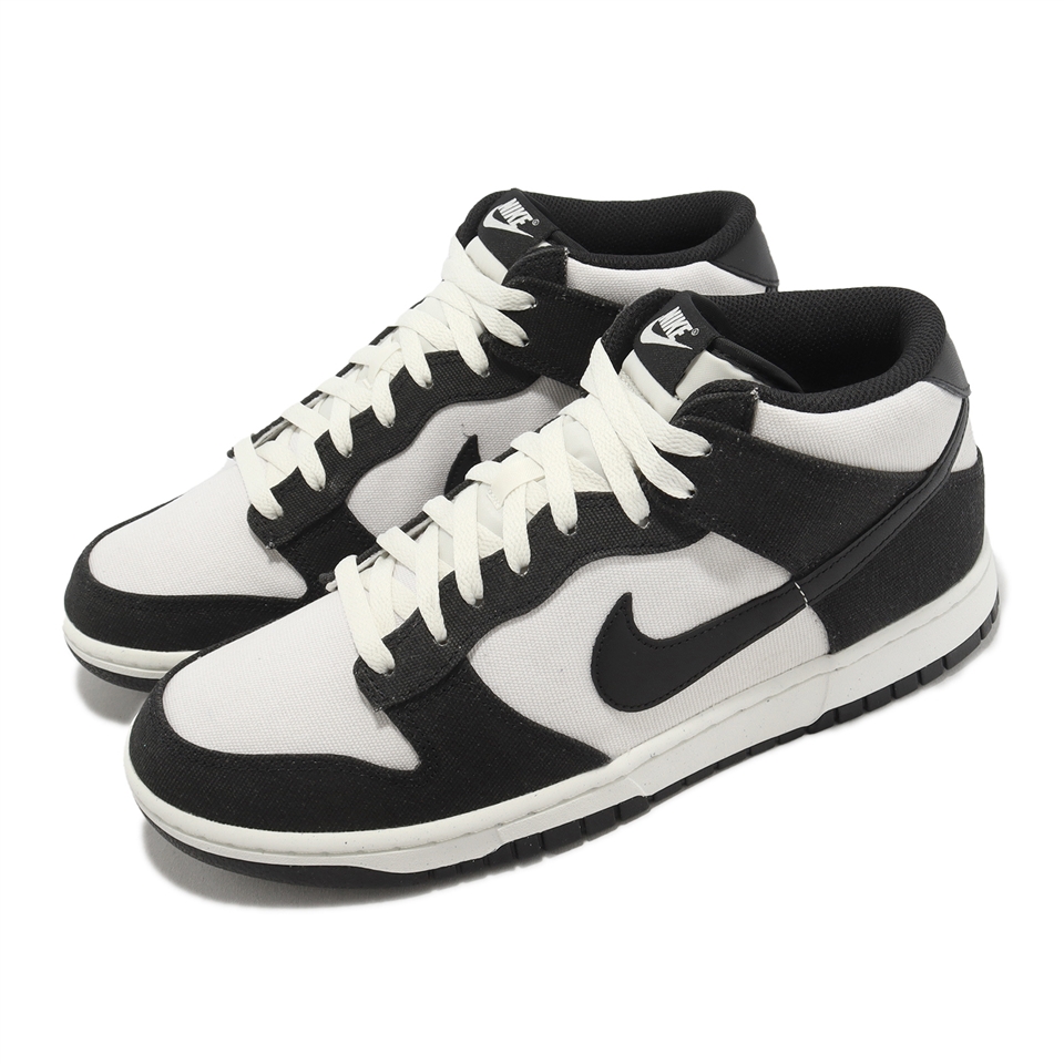 Nike 休閒鞋Dunk Mid Panda 米白黑熊貓帆布中筒男鞋女鞋DV0830-102