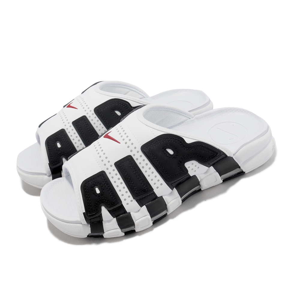 Nike 拖鞋Air More Uptempo Slide 白黑大AIR 男鞋氣墊FB7818-100|男