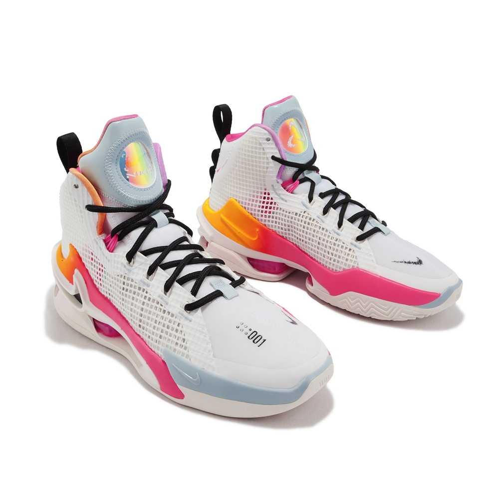 Nike 籃球鞋Air Zoom G.T. Jump EP 男鞋白粉橘氣墊緩震FJ7065-100|籃球