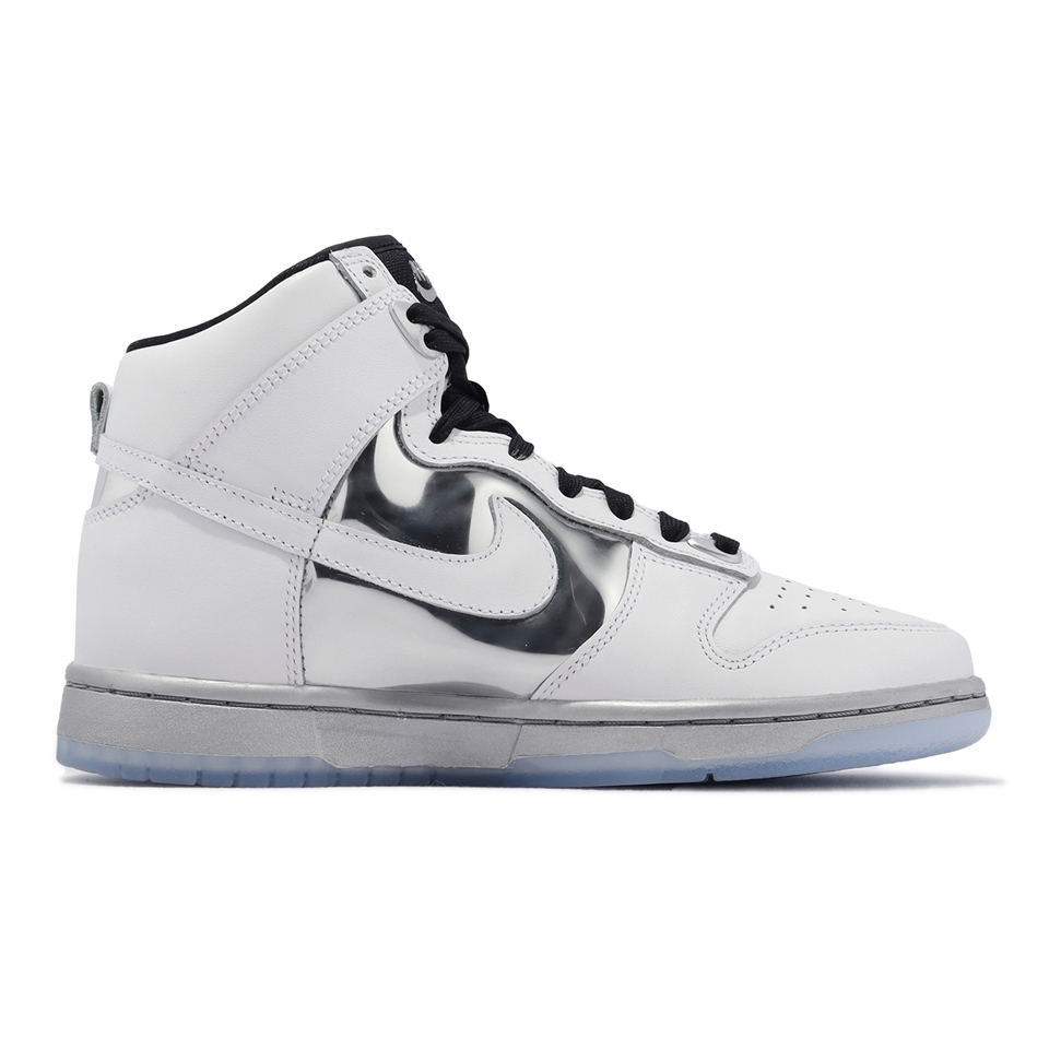 Nike 休閒鞋Wmns Dunk High SE 女鞋白銀果凍底高筒皮革Chrome DX5928