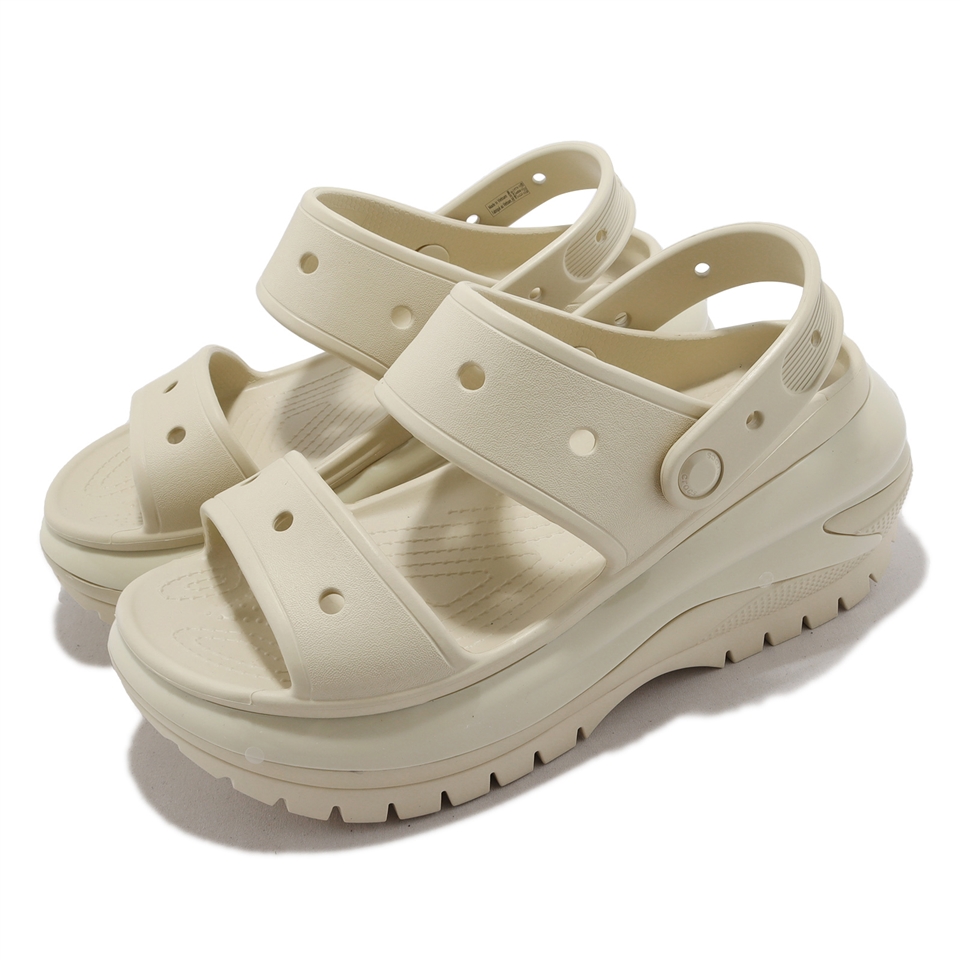 Crocs 涼鞋Classic Mega Crush Sandal 男女鞋骨白色光輪涼鞋超厚底卡駱