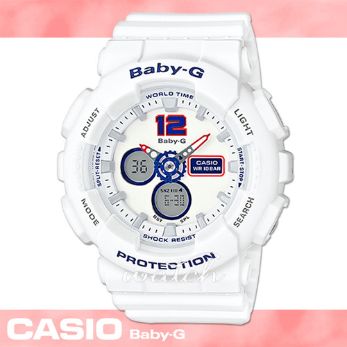 【CASIO卡西歐BABY-G系列】新品上市_純白色_多功能雙顯女錶(BA-120TR-7B)