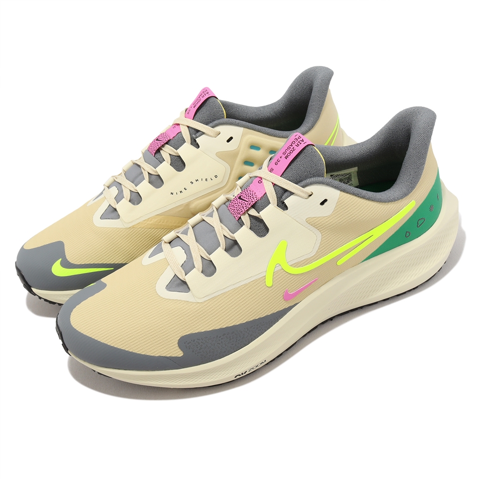 Nike 慢跑鞋Air Zoom Pegasus 39 Shield 米黃防潑水男鞋小飛馬運動